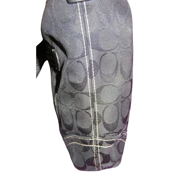 Coach 2006 Black Jacquard & Leather Signature Messenger Crossbody Satchel Bag - Picture 4 of 14